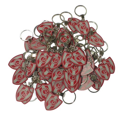 Corte y Grabado en acrílico rojo para llavero